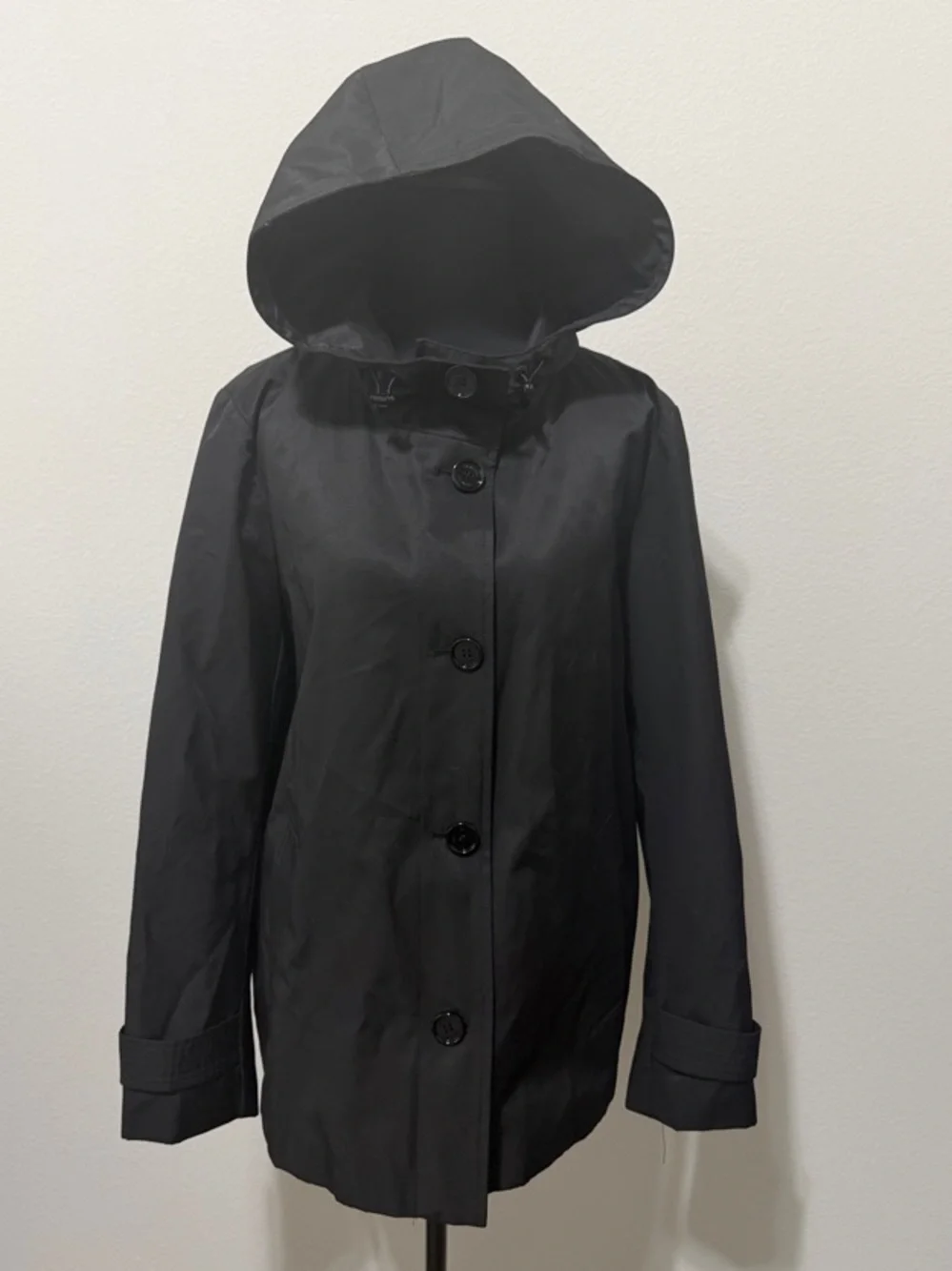 NWT Calvin Klein Black Hooded Rain Coat S7